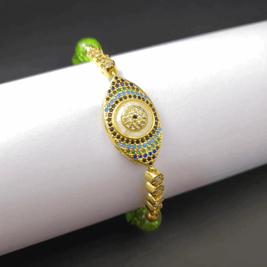 Peridot Evil Eye Amulet Bracelet - Prosperity & Protection