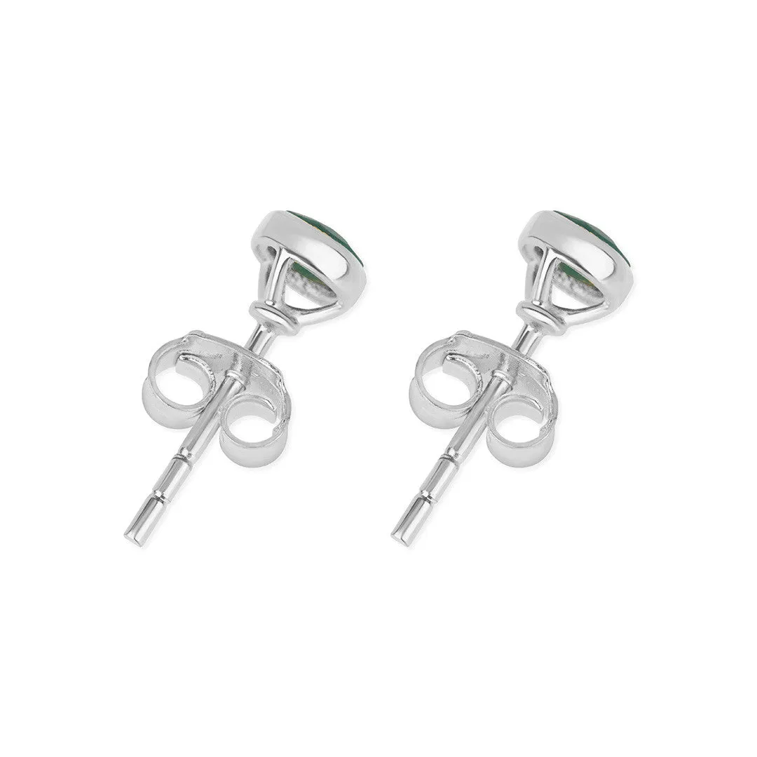 Peridot Mini Stud Earrings | Silver - August