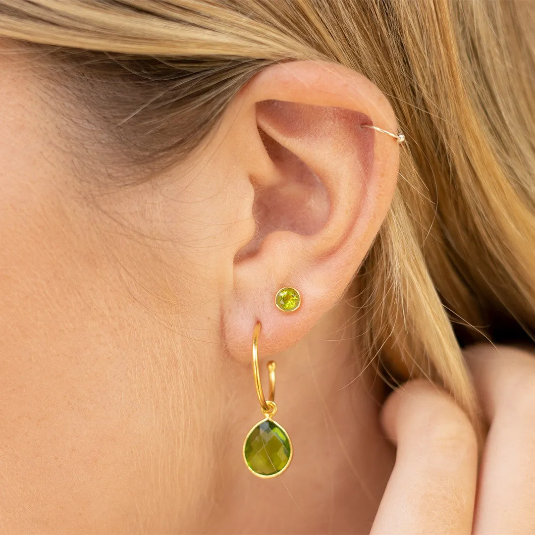 Peridot Mini Stud Earrings | Silver - August