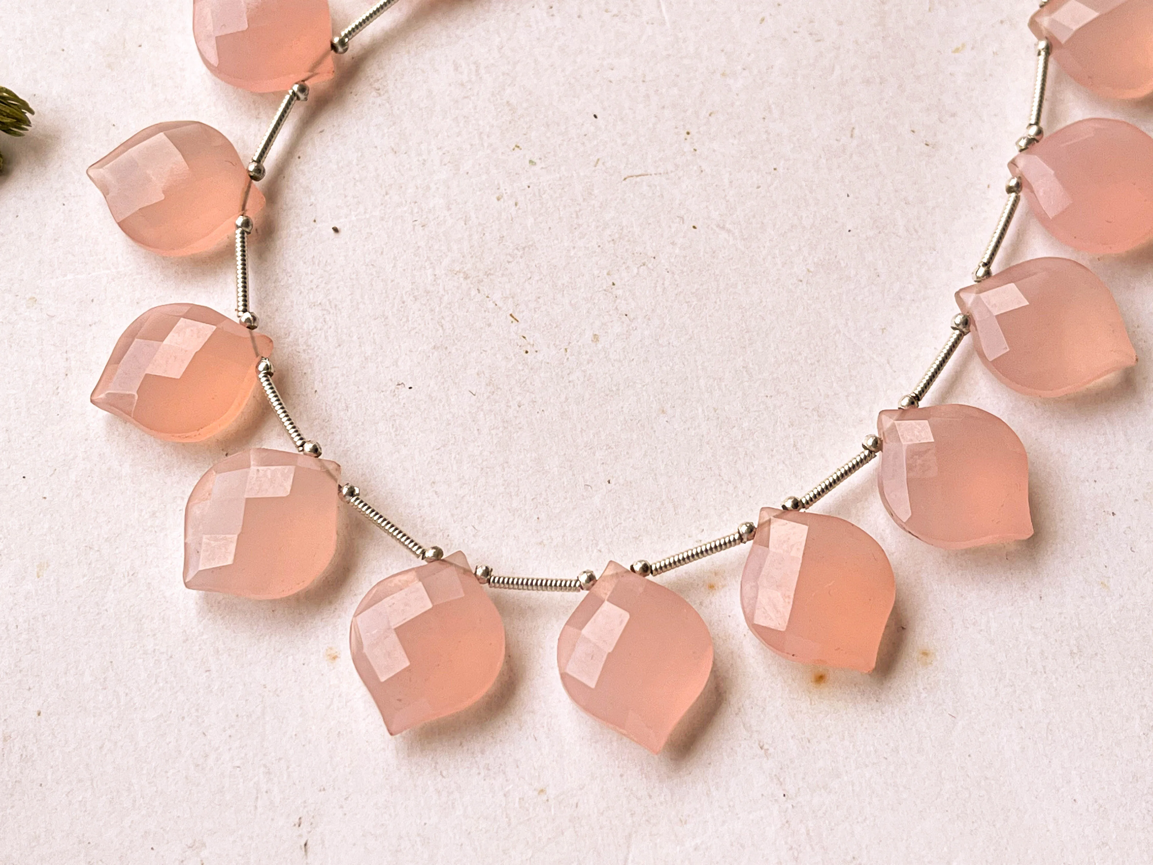 Pink Onyx Slanted Shape faceted Briolette beads