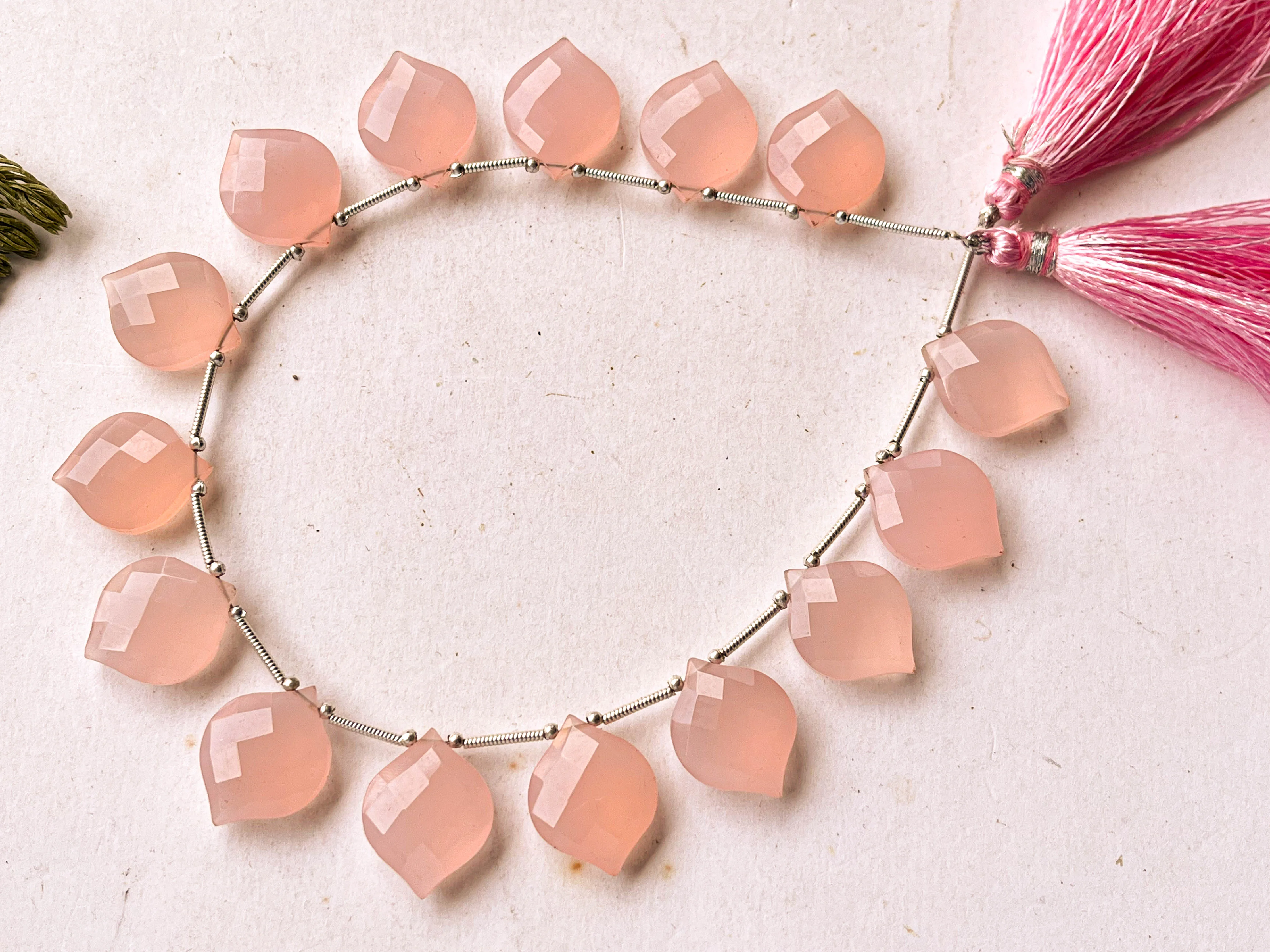 Pink Onyx Slanted Shape faceted Briolette beads