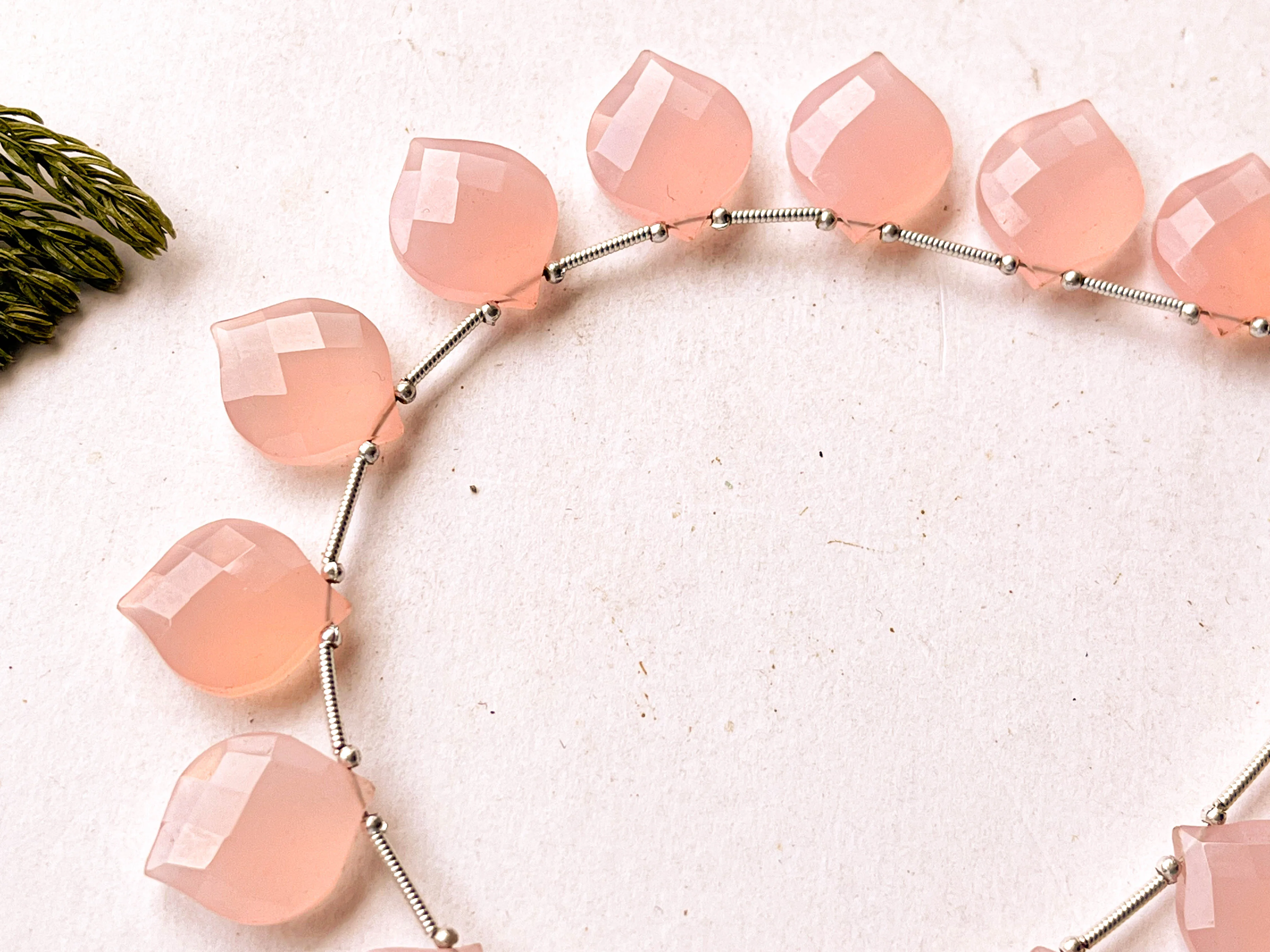 Pink Onyx Slanted Shape faceted Briolette beads