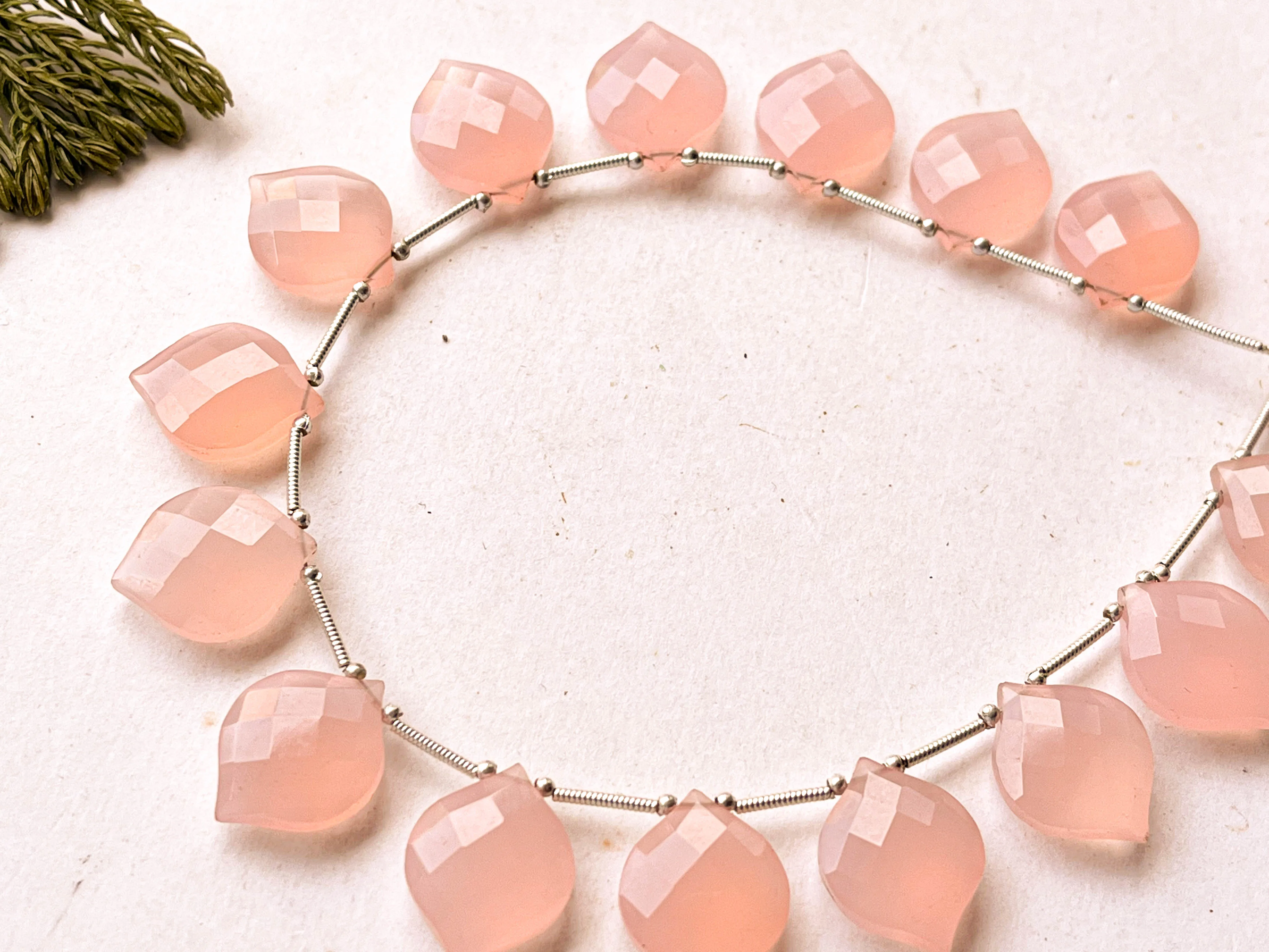Pink Onyx Slanted Shape faceted Briolette beads