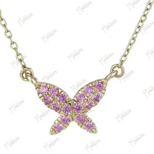 Pink Sapphire Butterfly Necklace 9.50x7.20mm