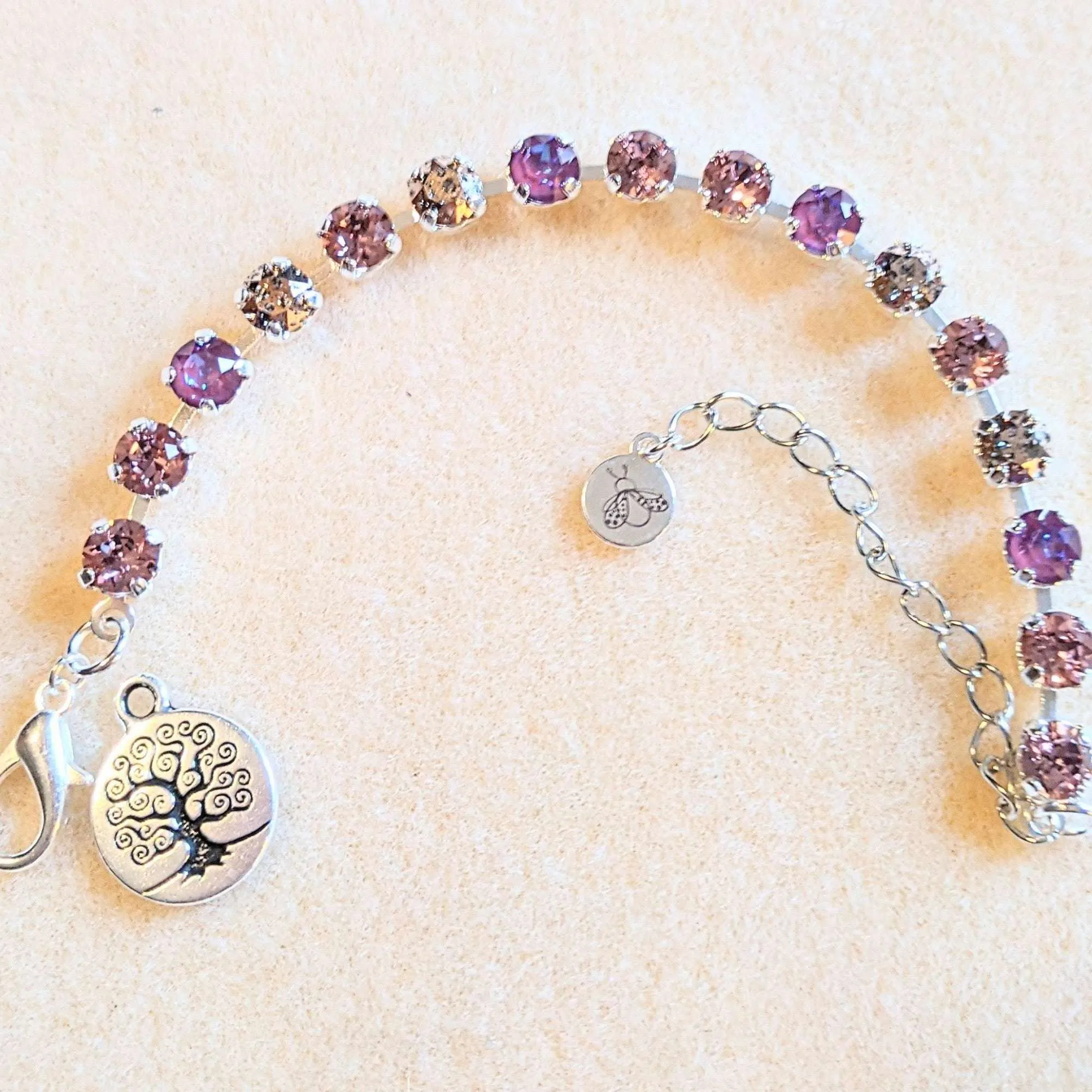 Pink Tree of Life Faceted Crystal Bracelet