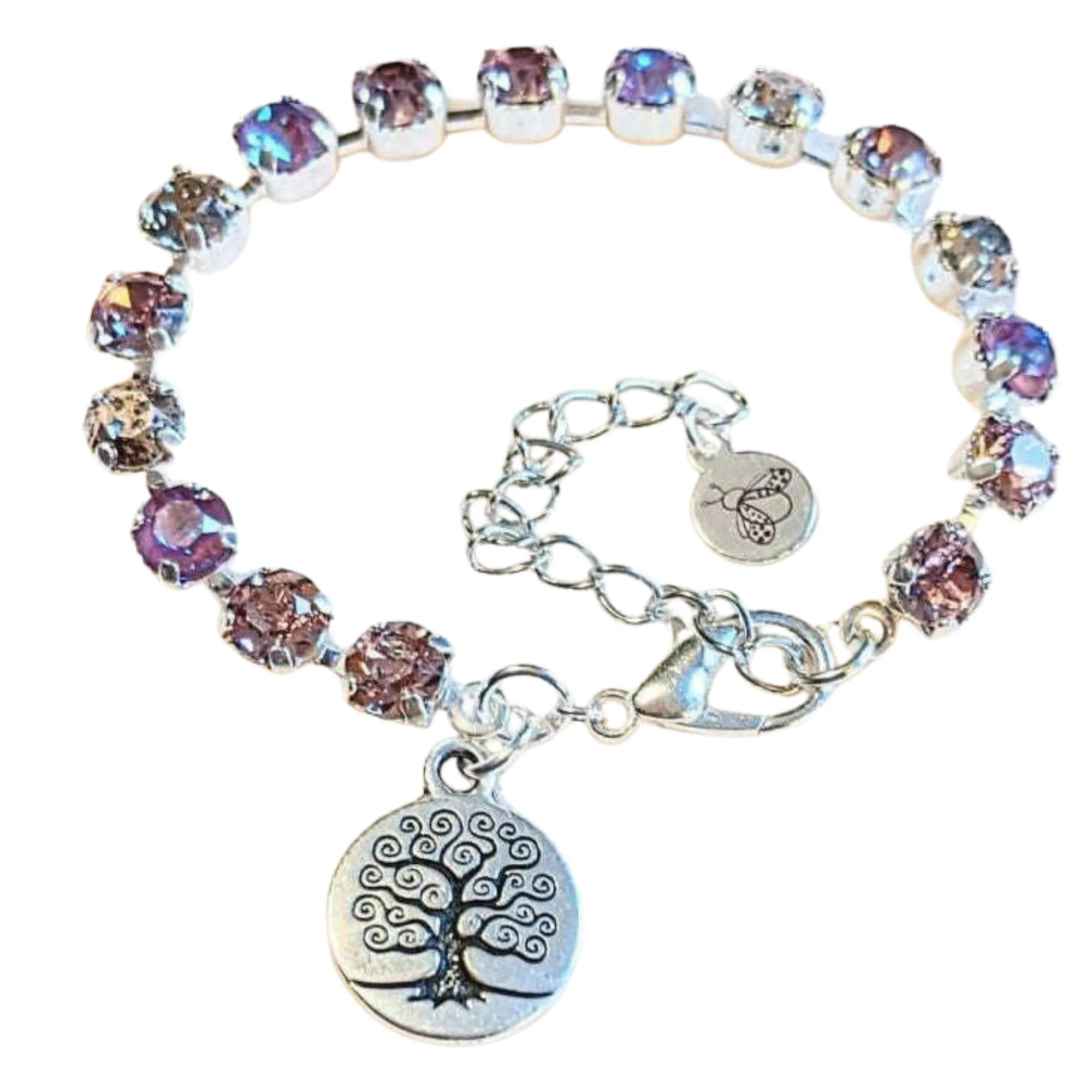 Pink Tree of Life Faceted Crystal Bracelet