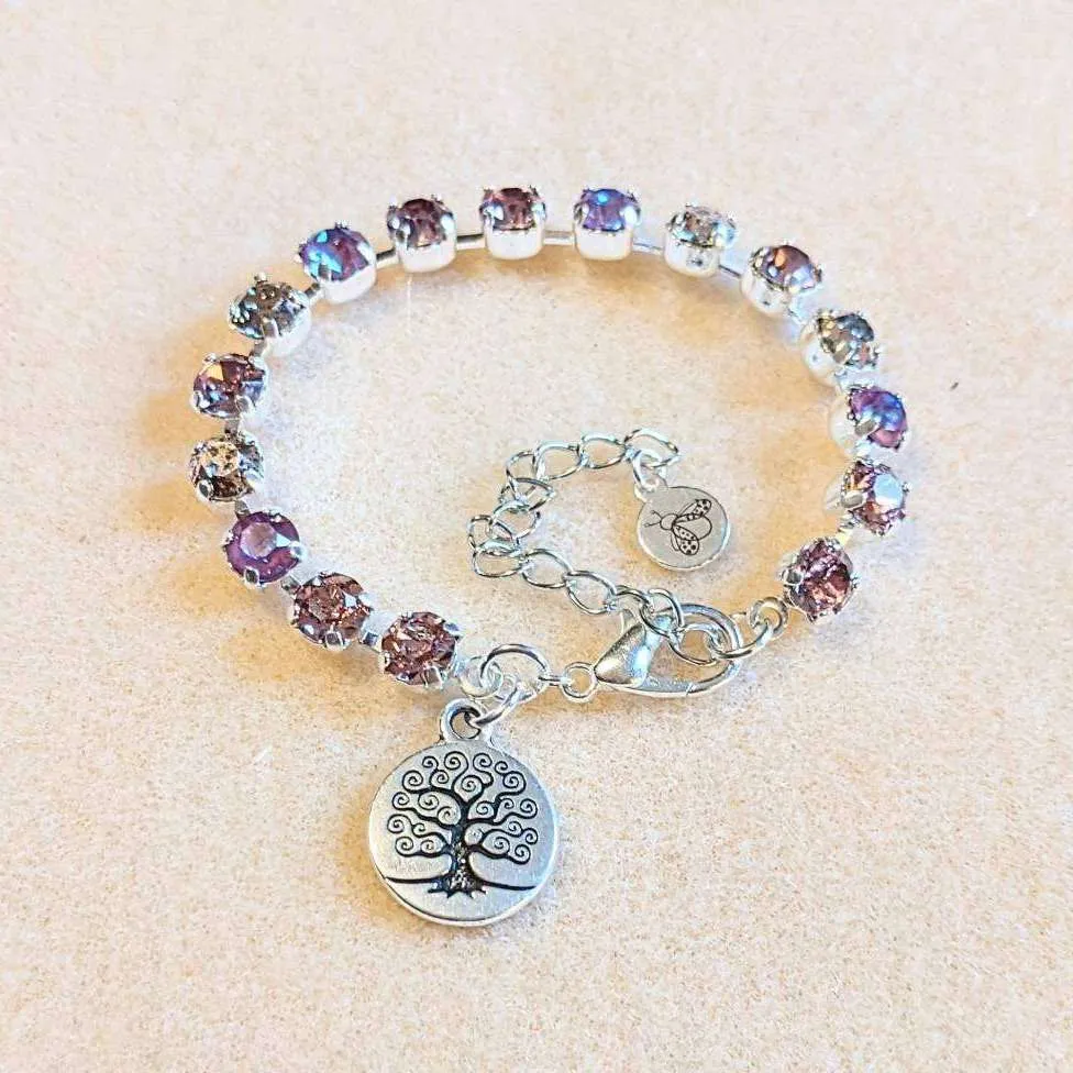 Pink Tree of Life Faceted Crystal Bracelet