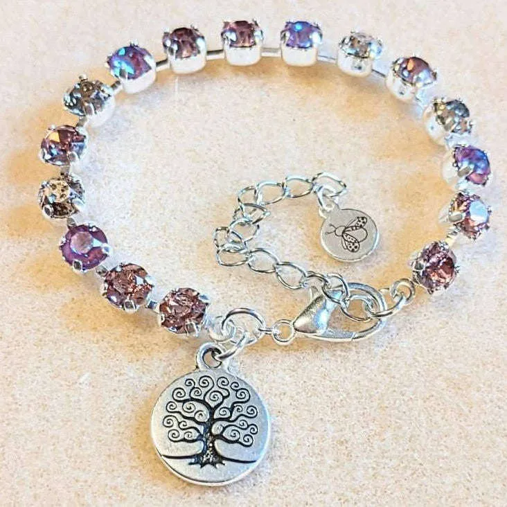 Pink Tree of Life Faceted Crystal Bracelet