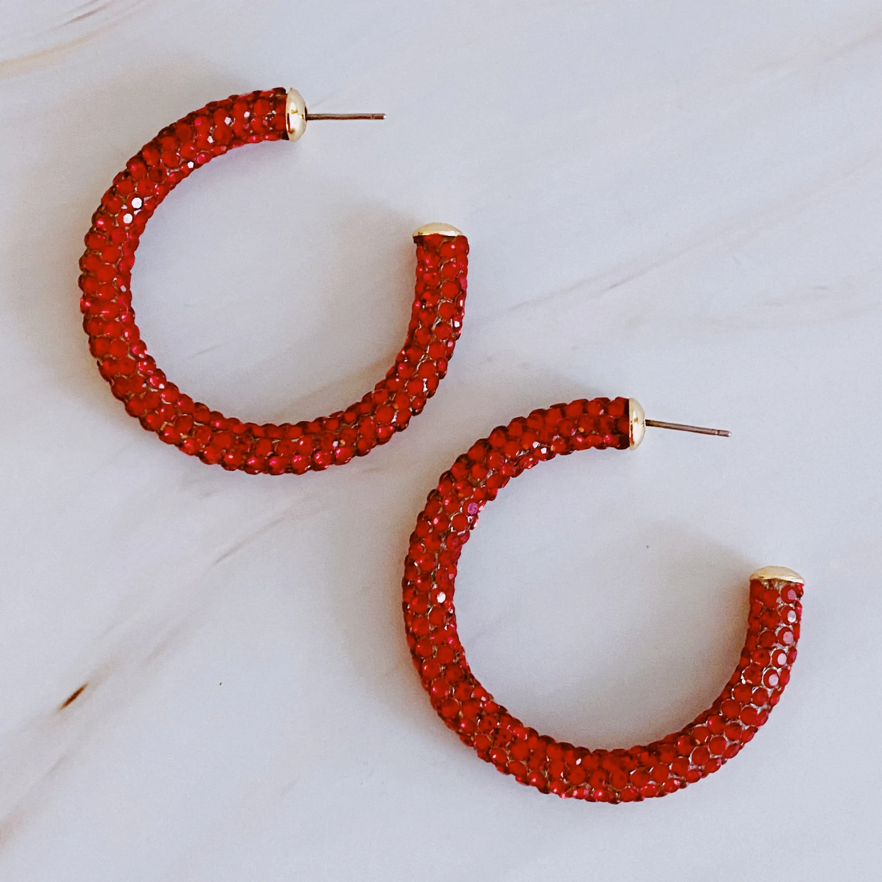 Retro Bling Hoop Earrings - multi colors