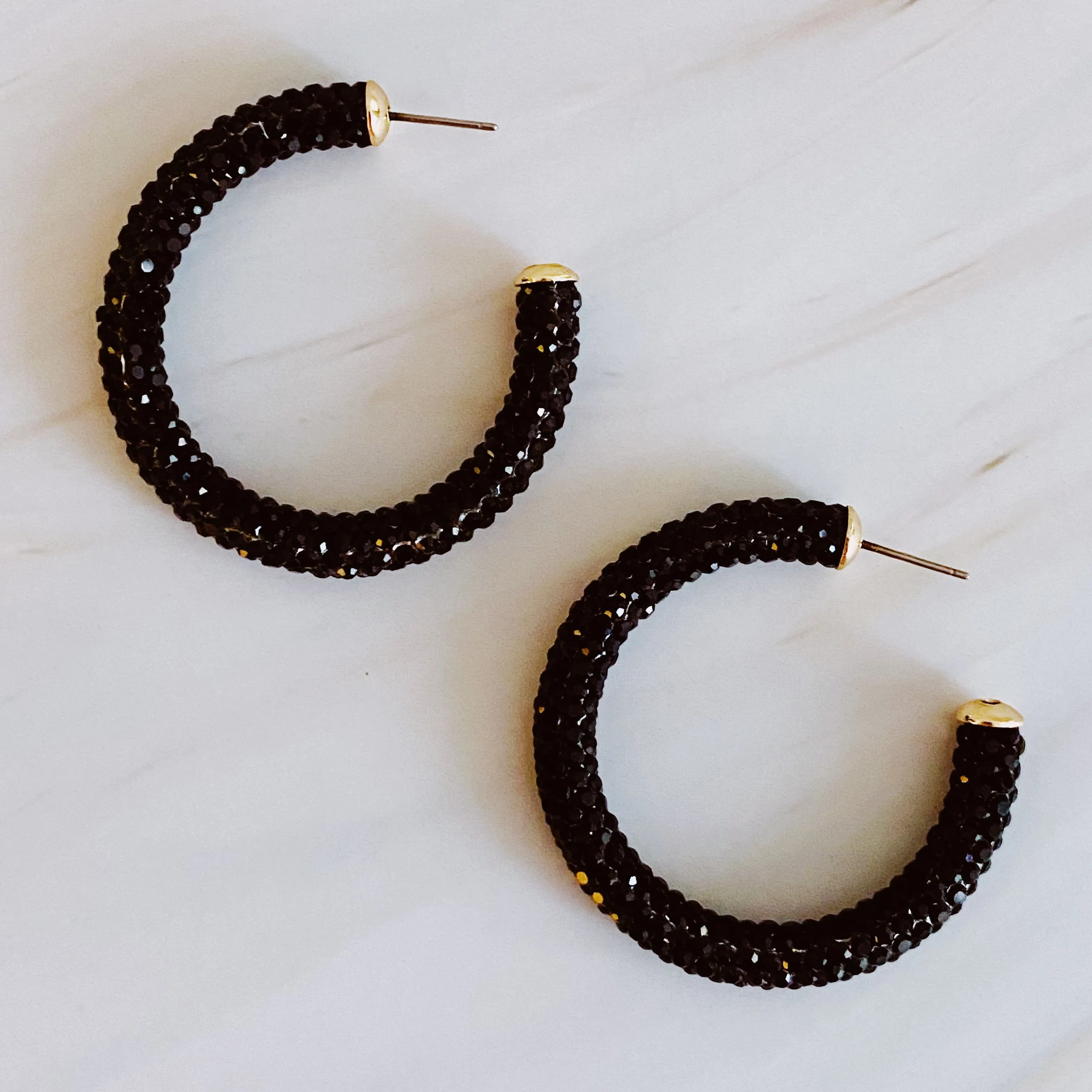 Retro Bling Hoop Earrings - multi colors