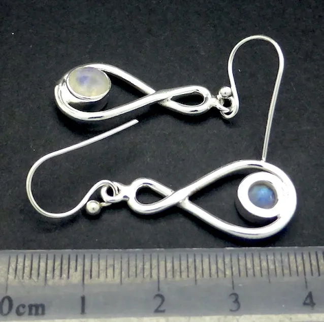 Rose Quartz Infinity Earrings, Faceted Rounds, 925 Silver kr