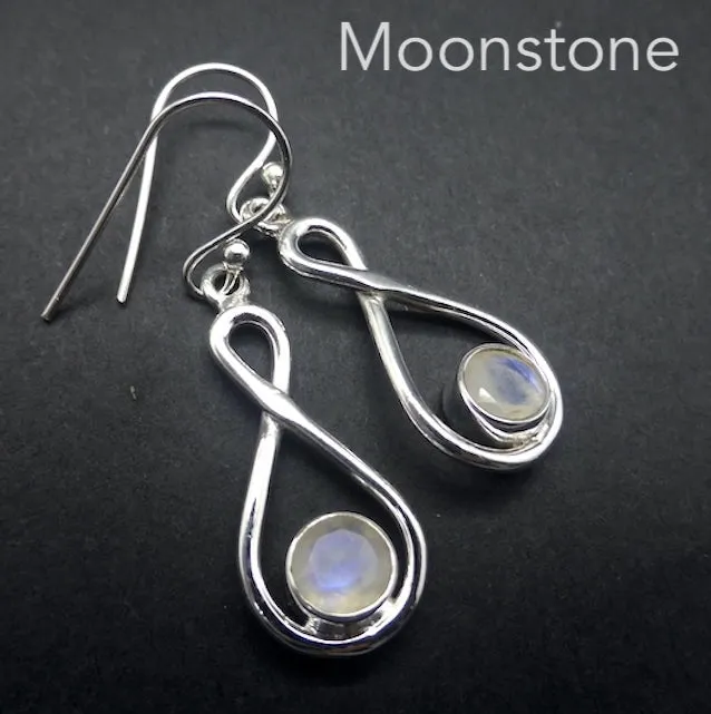 Rose Quartz Infinity Earrings, Faceted Rounds, 925 Silver kr