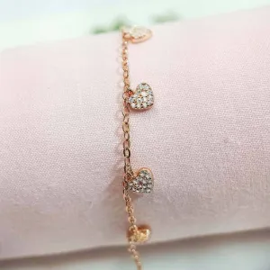 Rosegold Cute Hearts Charms Bracelet