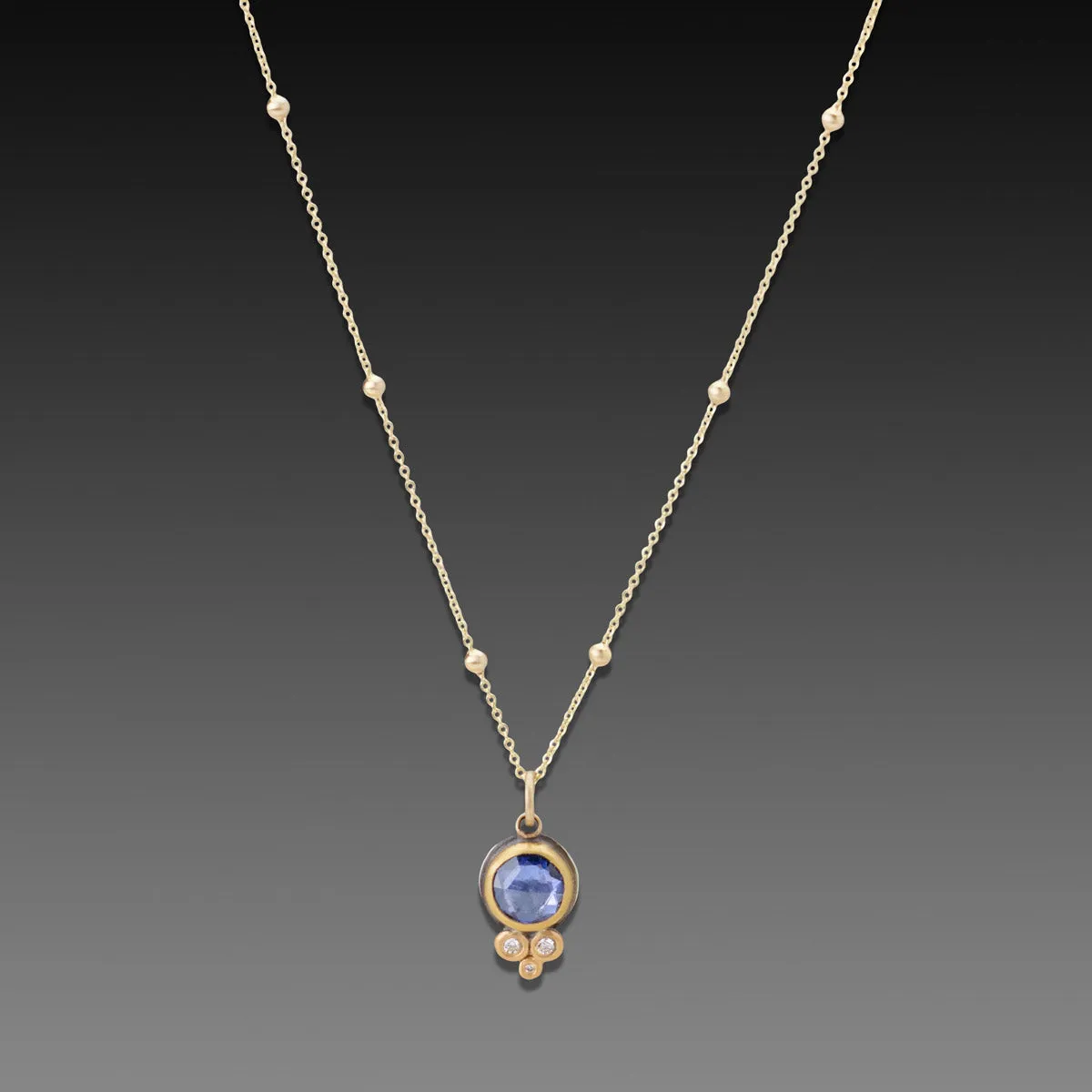 Sapphire Necklace with Diamond Trio