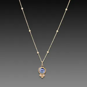 Sapphire Necklace with Diamond Trio