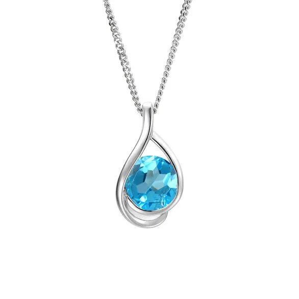 Silver Blue Topaz Pendant