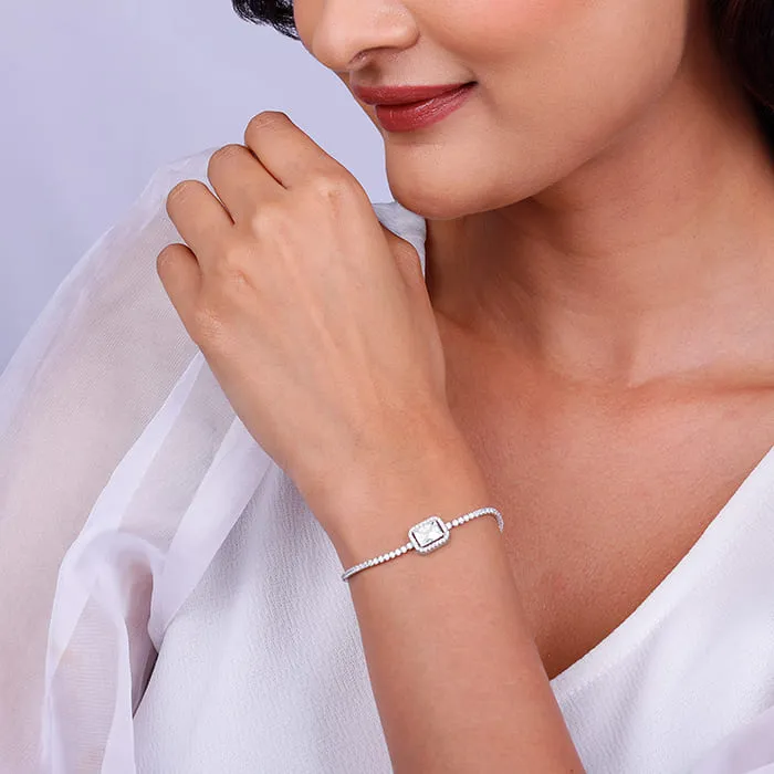 Silver Opulence of White Tennis Bracelet