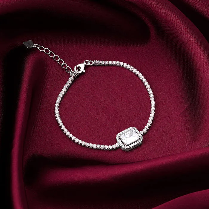 Silver Opulence of White Tennis Bracelet