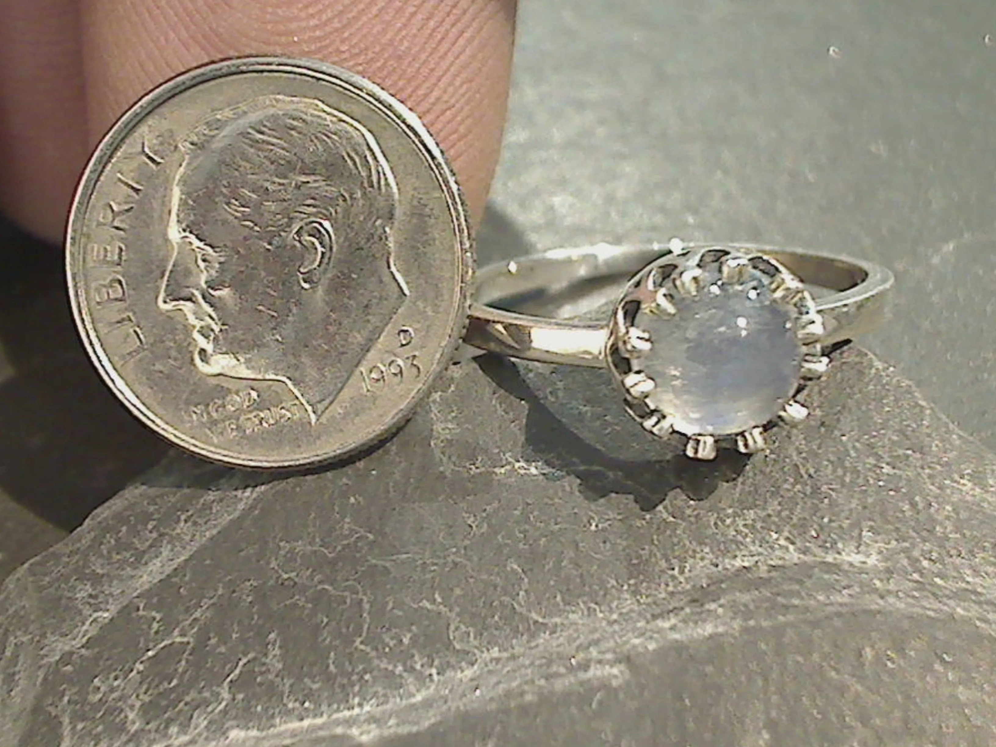 Size 9 Moonstone, Sterling Silver Ring