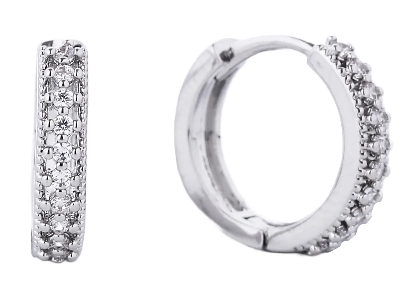 SJE310238 14K CZ Paved Hoop Earrings
