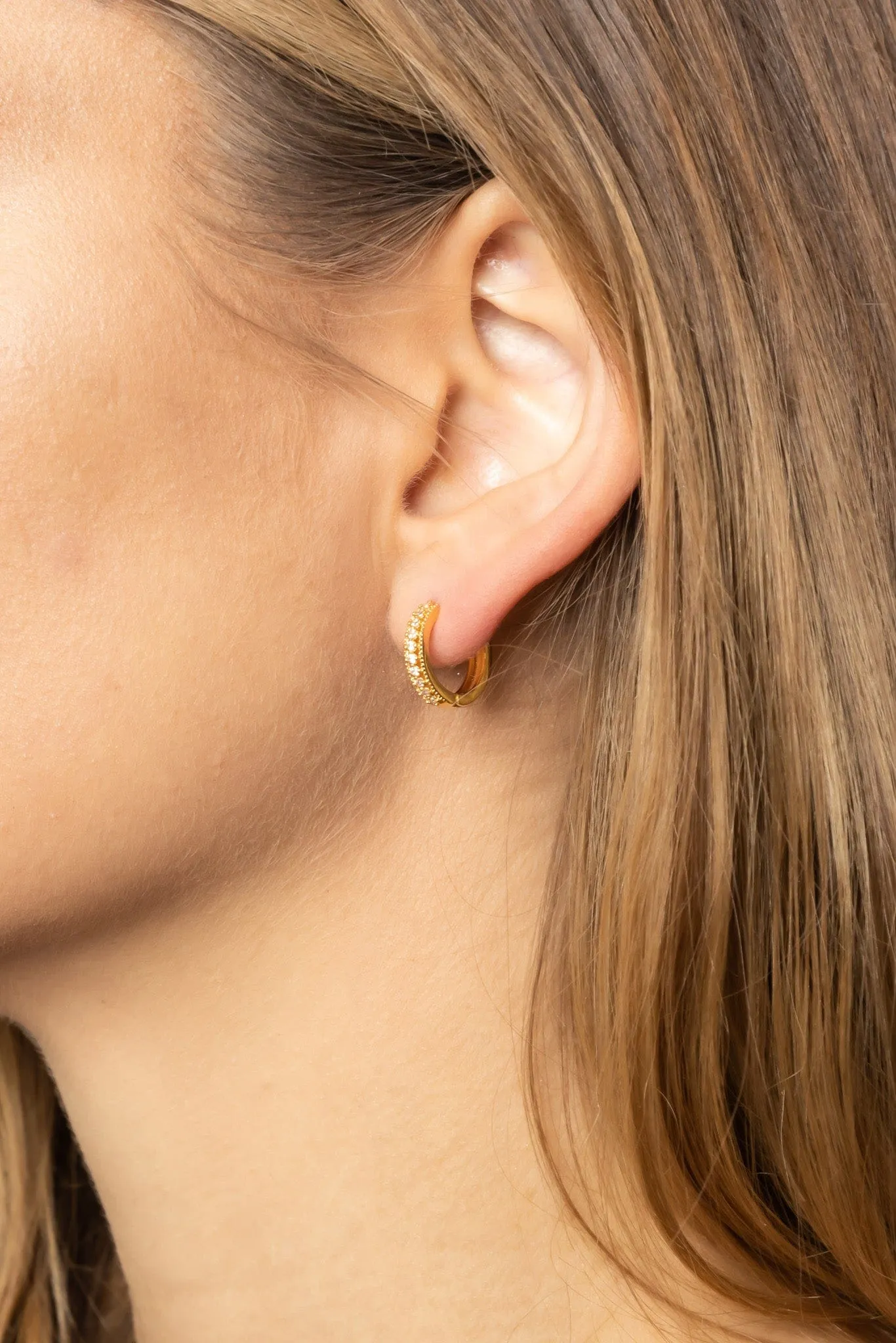 SJE310238 14K CZ Paved Hoop Earrings