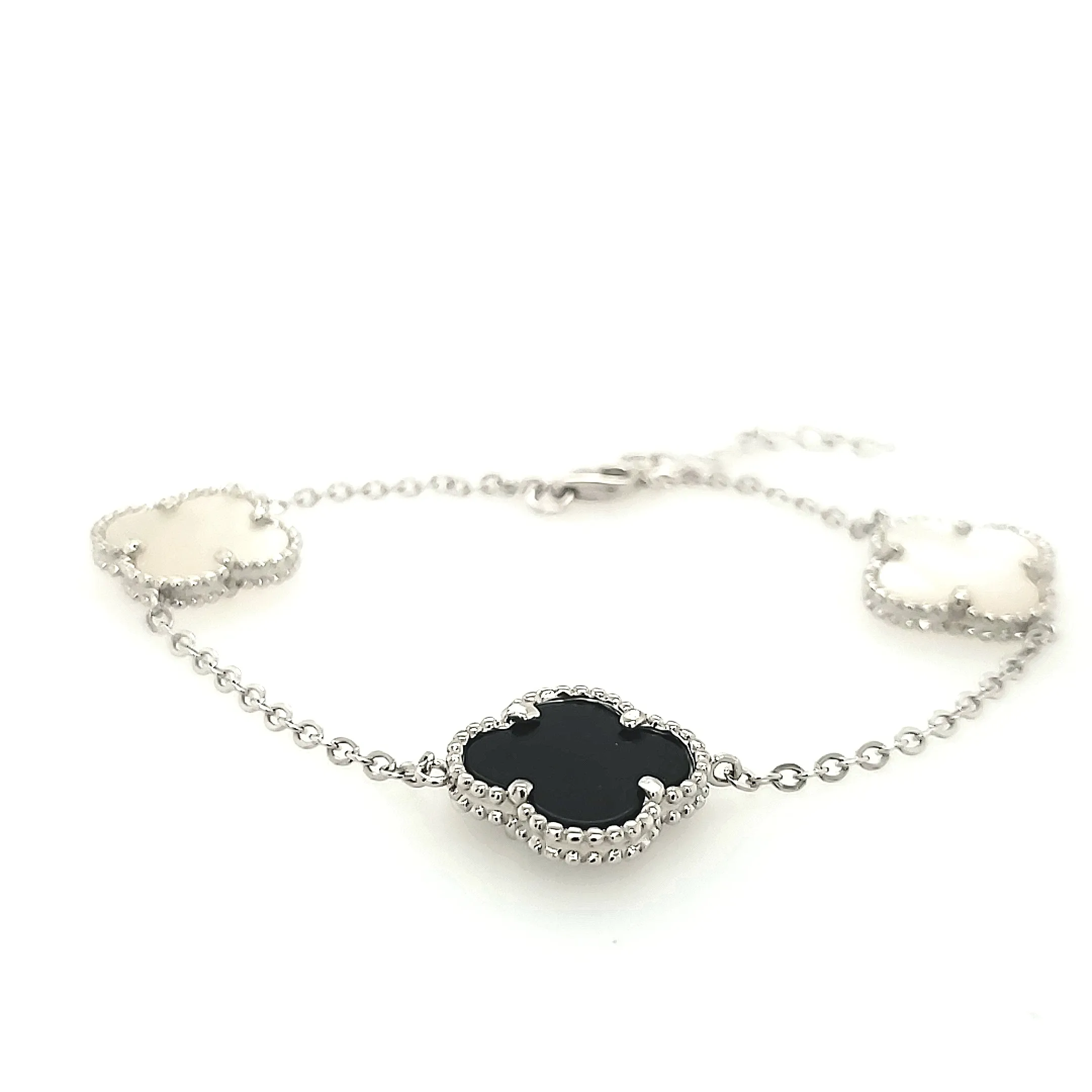 Sterling Silver Medium Three Clover Bracelet