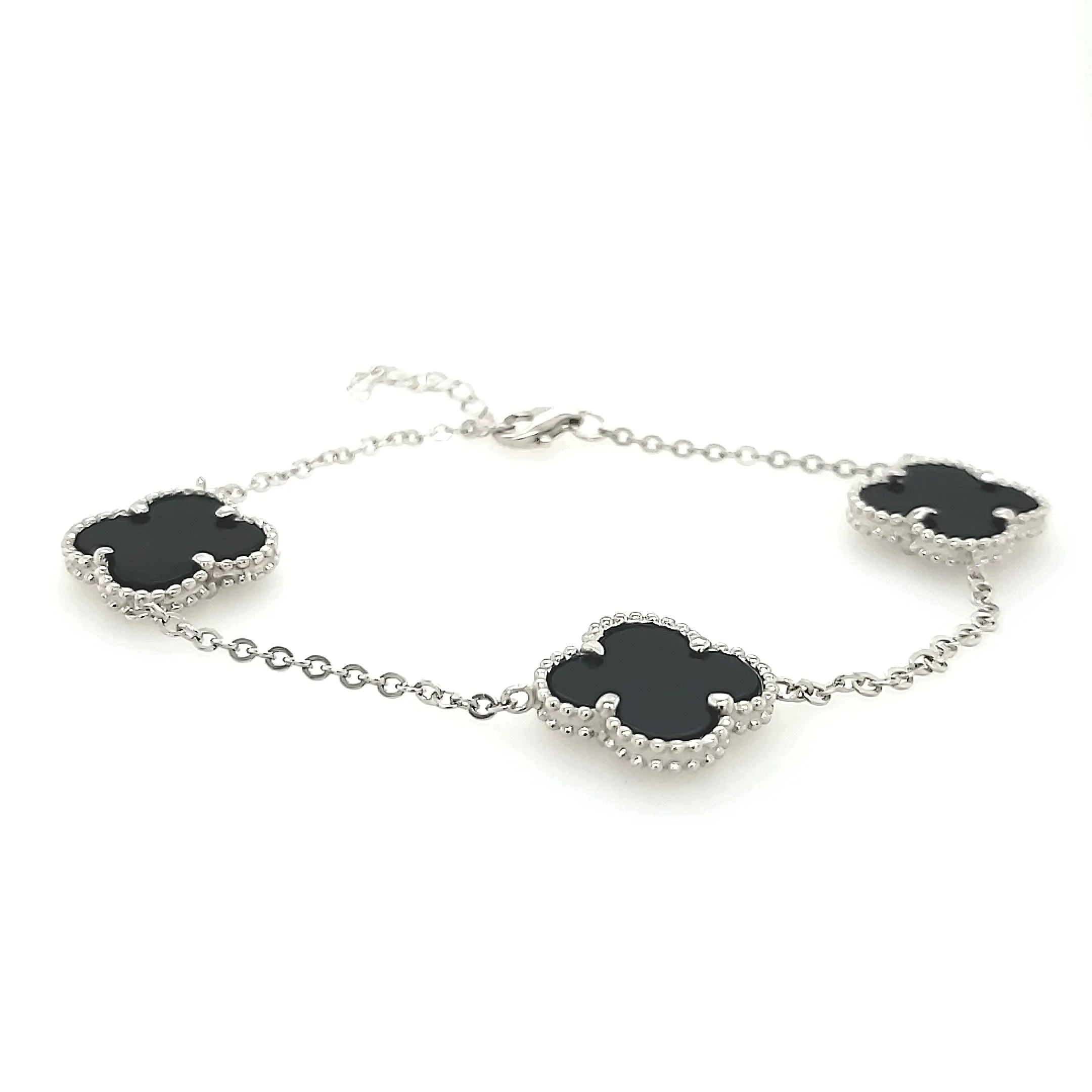 Sterling Silver Medium Three Clover Bracelet