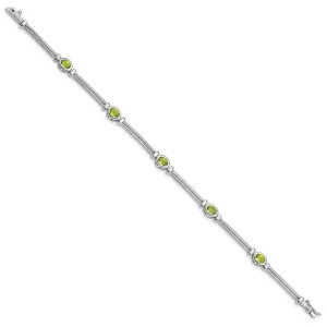 Sterling Silver Rhodium-plated Peridot Bracelet QX612PE