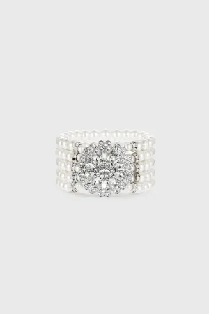 Stunning Zircon Studded Pearl Bracelet