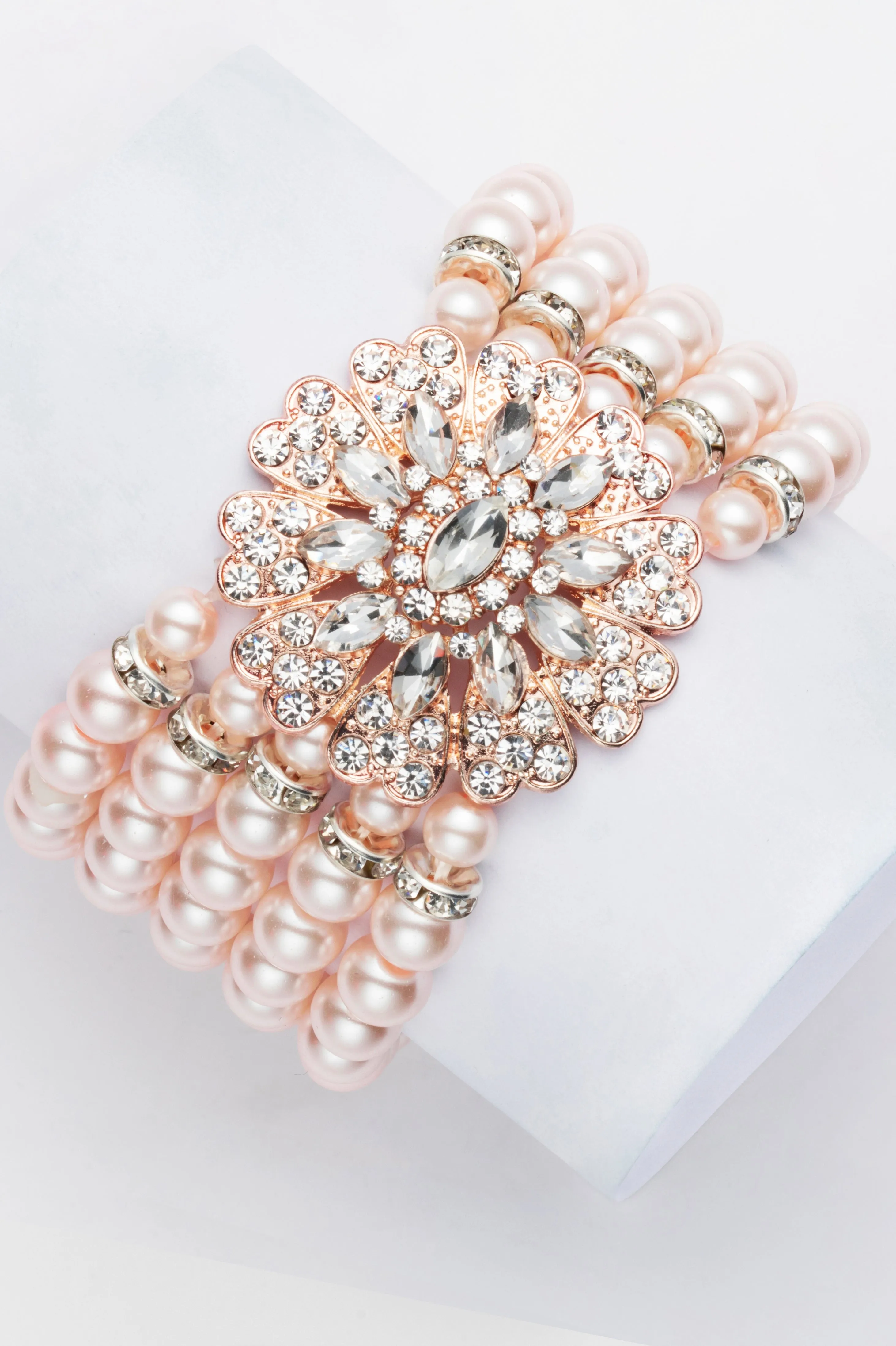 Stunning Zircon Studded Pearl Bracelet