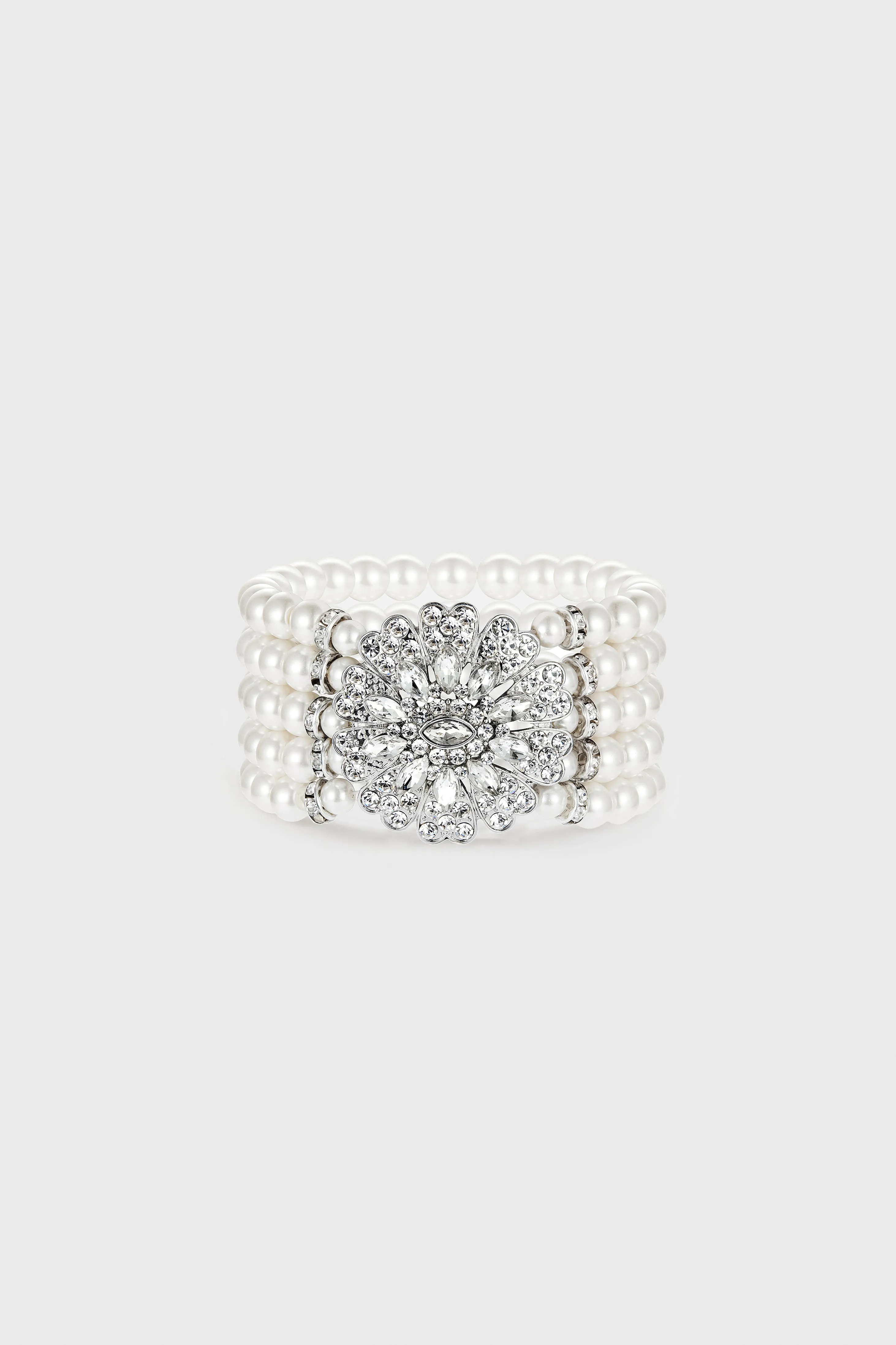 Stunning Zircon Studded Pearl Bracelet