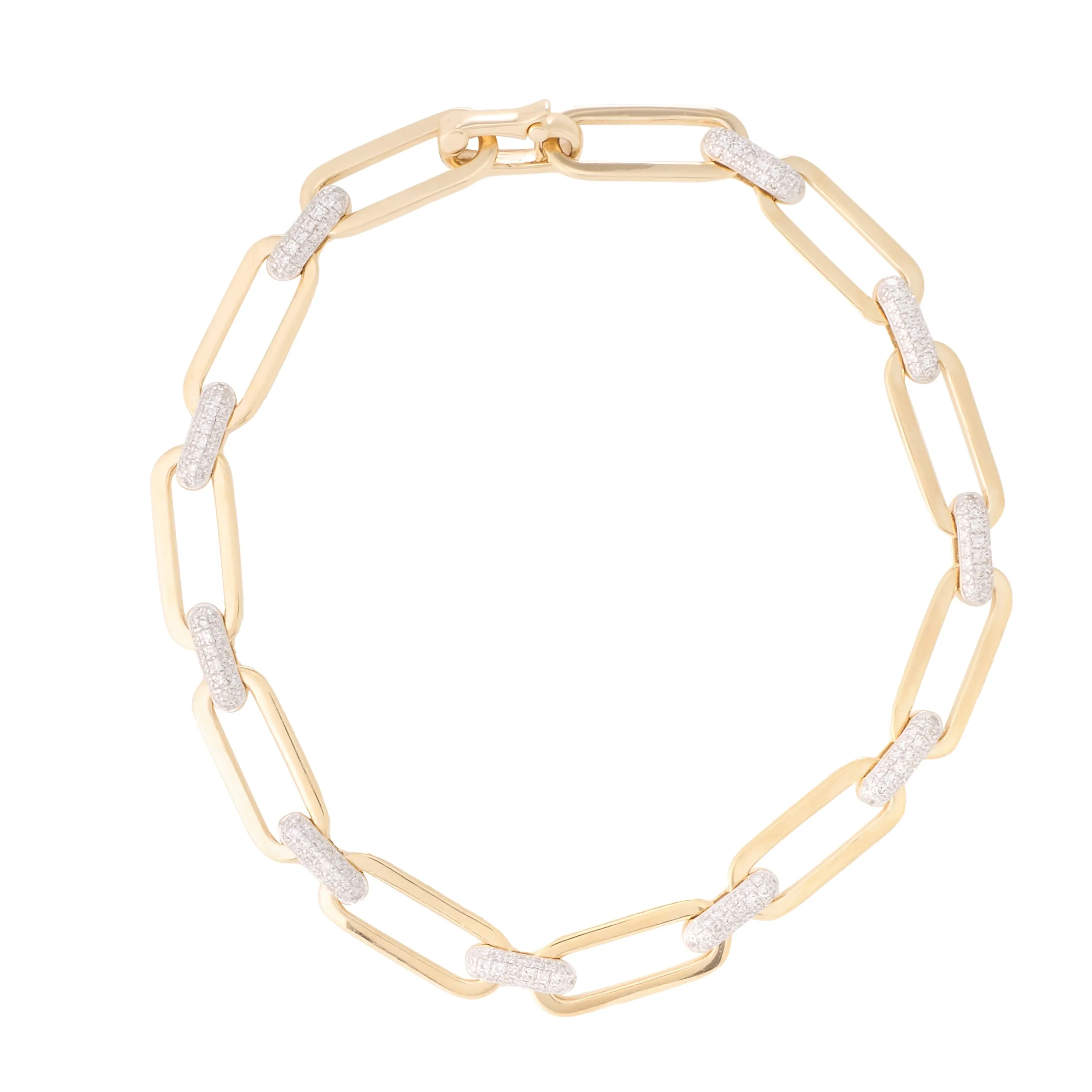 Thick Chain Link Bracelet with Diamond Connecting Links