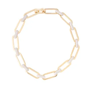 Thick Chain Link Bracelet with Diamond Connecting Links Thick Chain Link Bracelet with Diamond Connecting Links