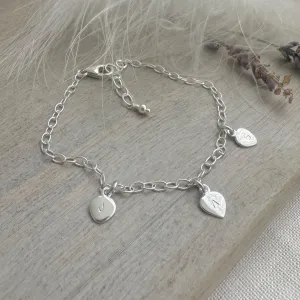 Tiny Initials Bracelet with Family Initials, Sterling Silver Chain Jewellery Tiny Initials Bracelet with Family Initials, Sterling Silver Chain Jewellery