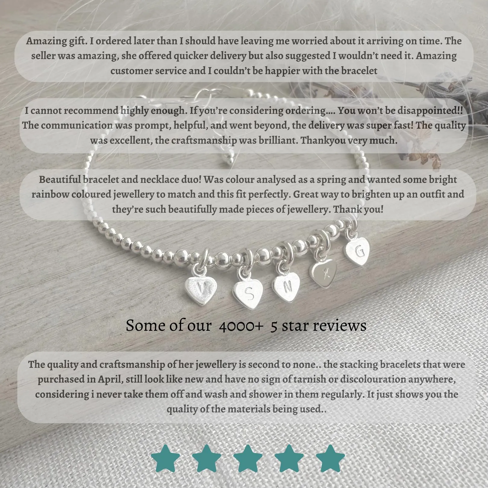 Tiny Initials Bracelet with Family Initials, Sterling Silver Chain Jewellery