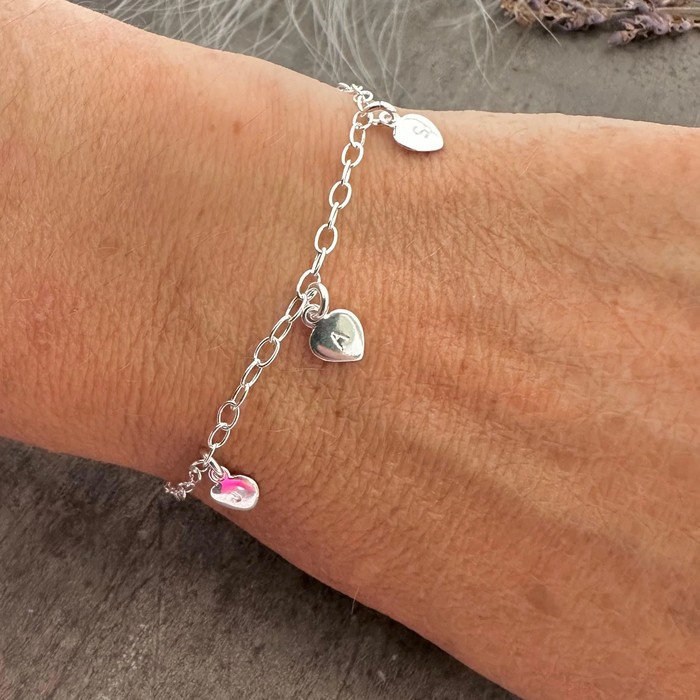 Tiny Initials Bracelet with Family Initials, Sterling Silver Chain Jewellery