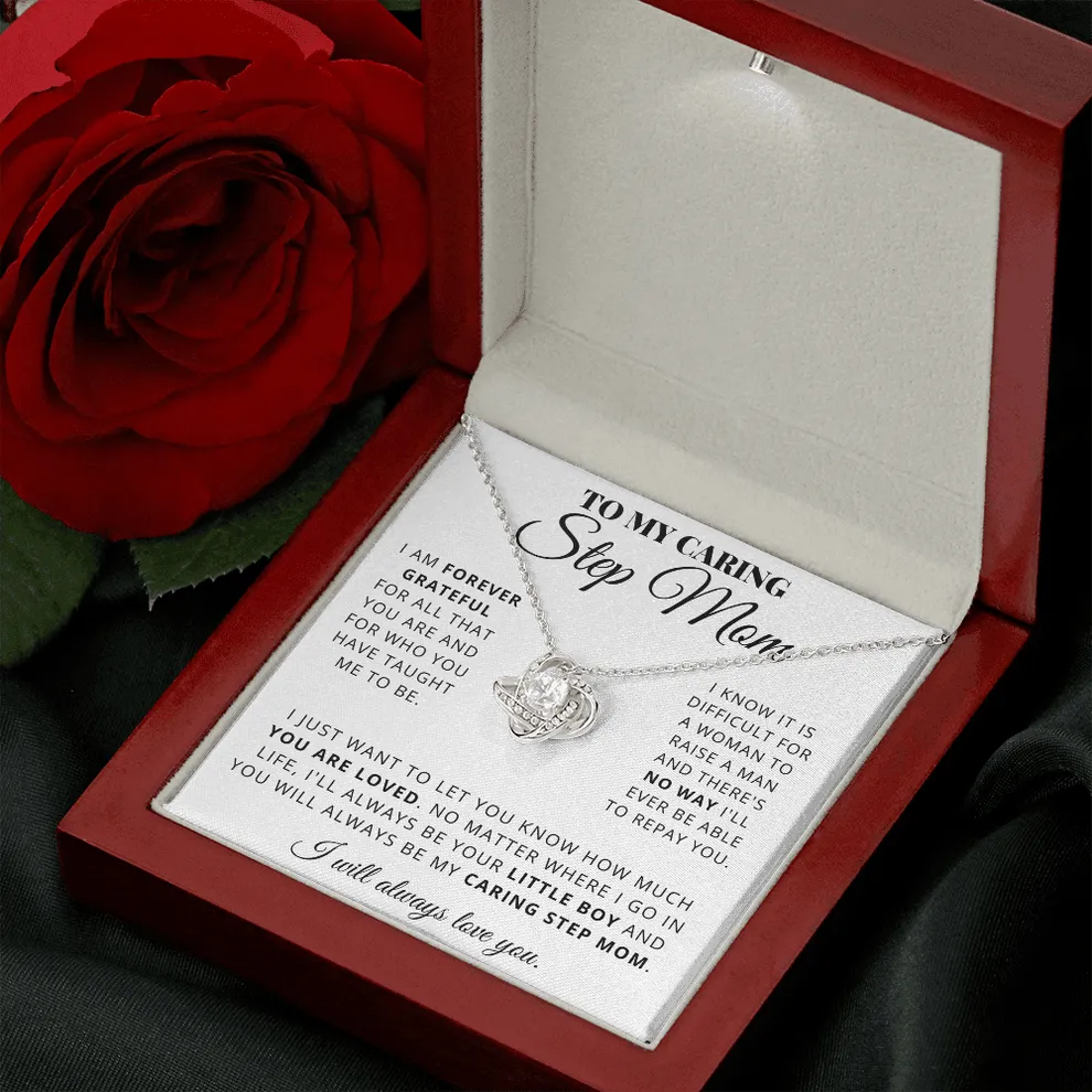 To My Caring Step Mom Love Knot Necklace, You Raise Man Jewelry, Mother's Day Gift