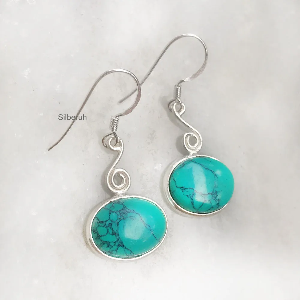 Turquoise Swirl Silver Earring