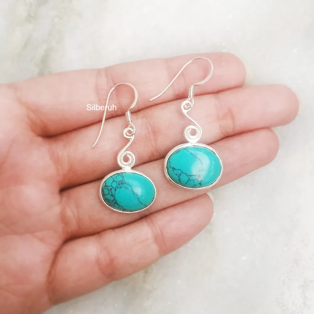 Turquoise Swirl Silver Earring