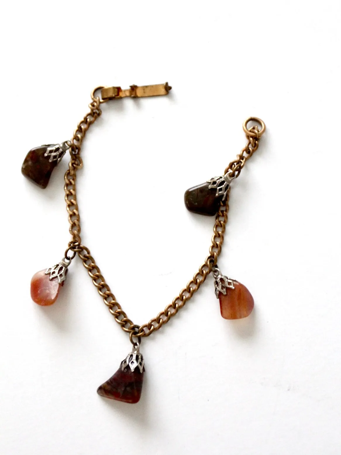 vintage agate charm bracelet