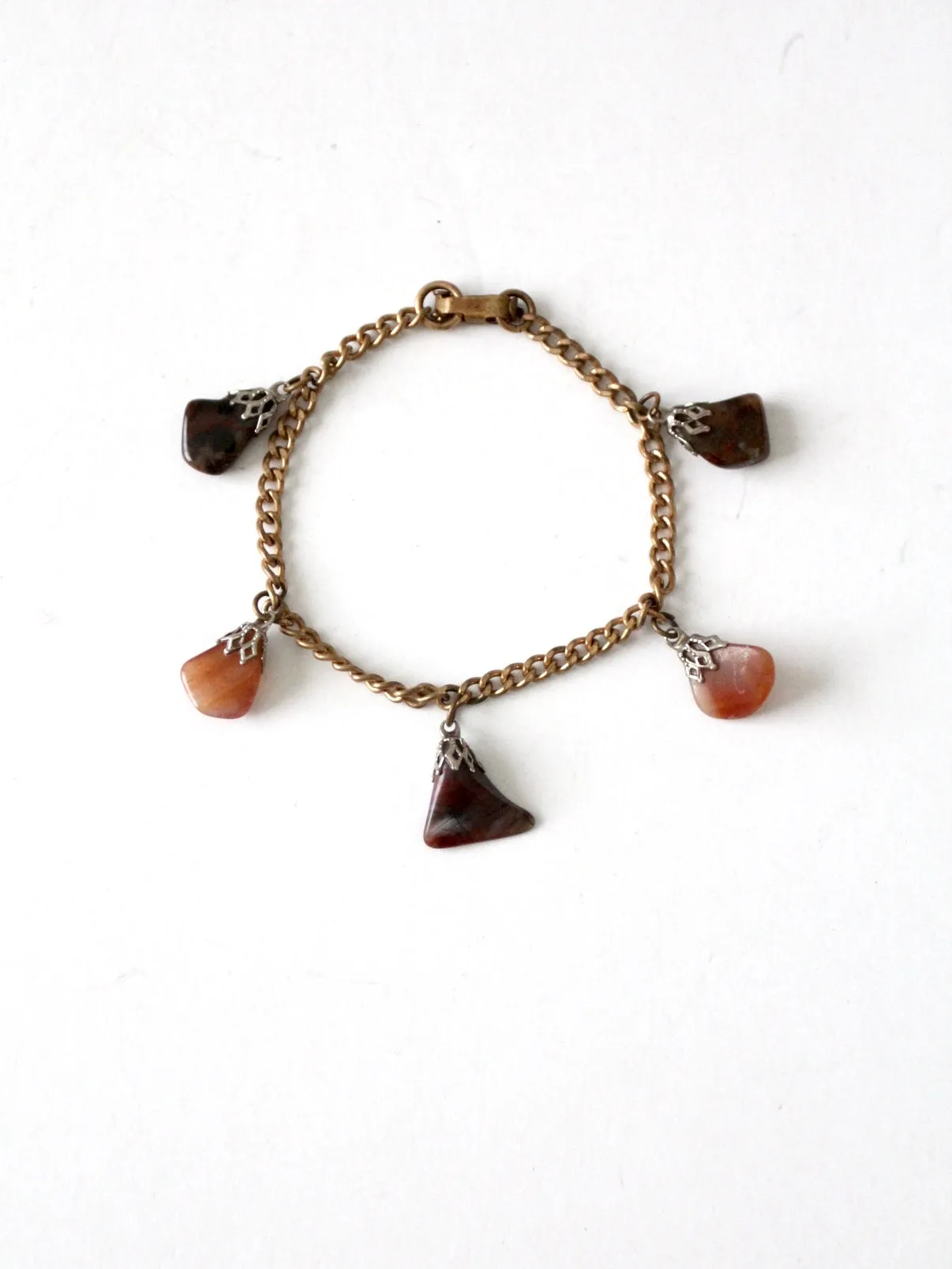 vintage agate charm bracelet