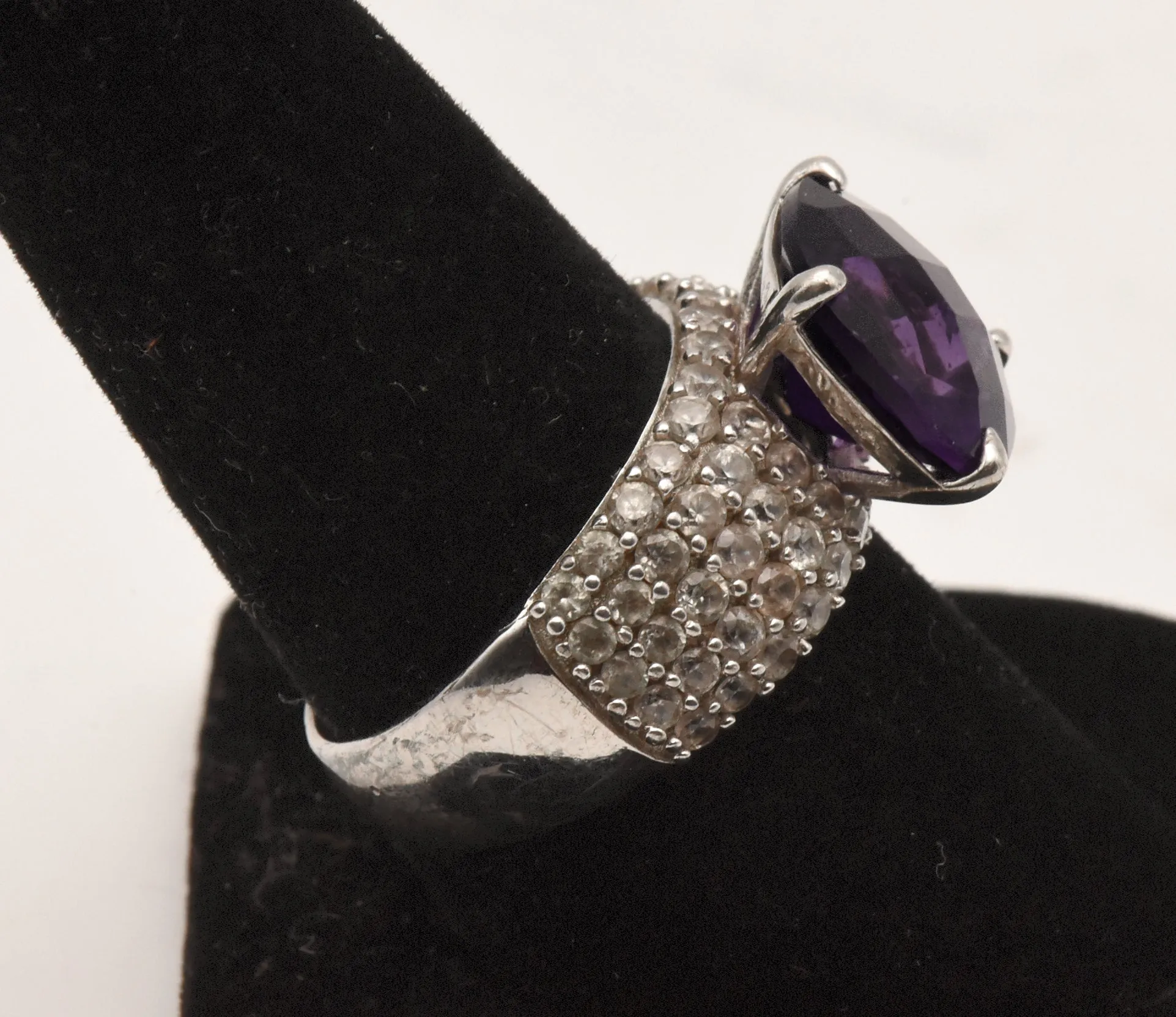 Vintage Sterling Silver Amethyst and Topaz Ring - Size 9