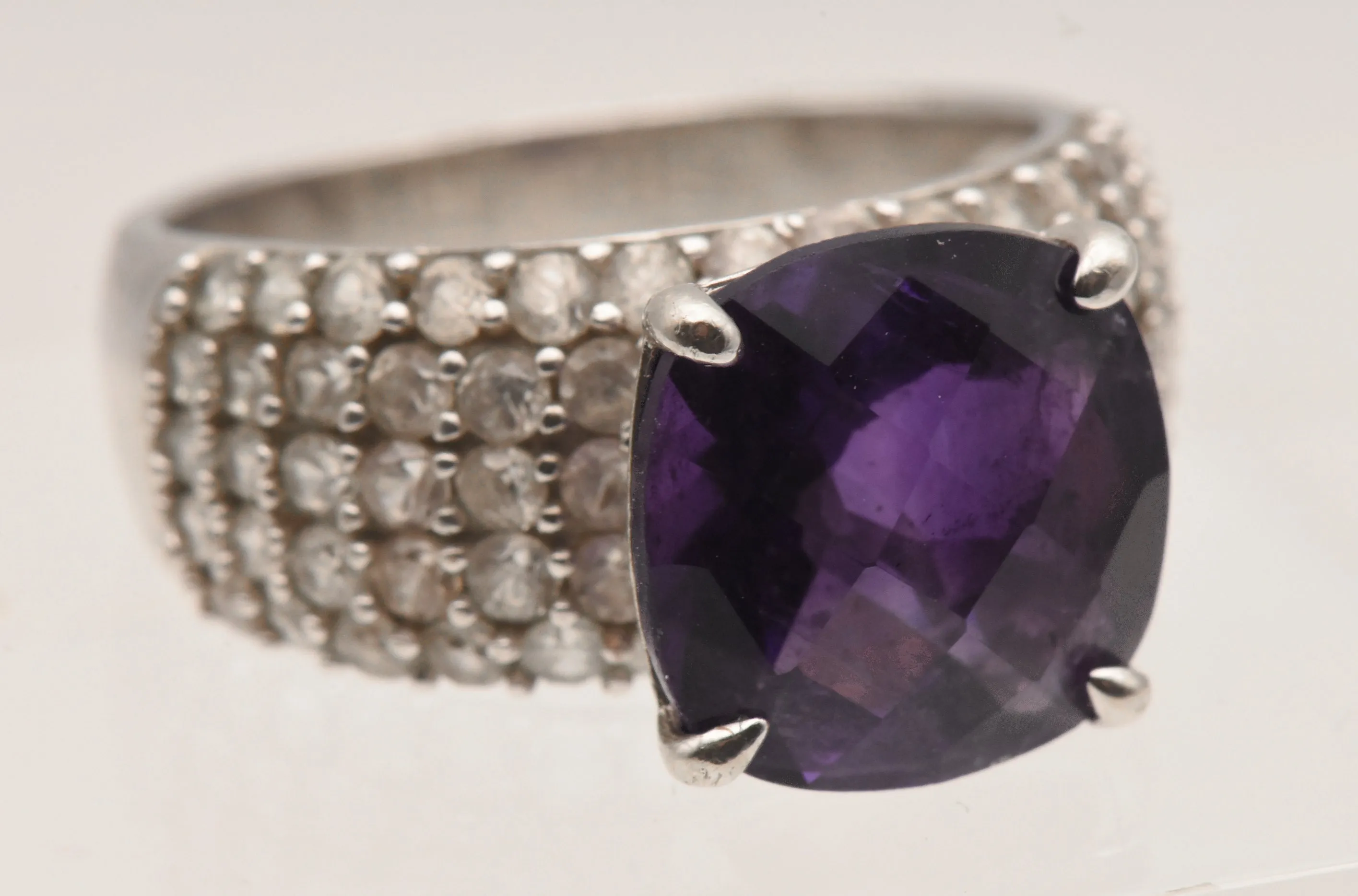Vintage Sterling Silver Amethyst and Topaz Ring - Size 9