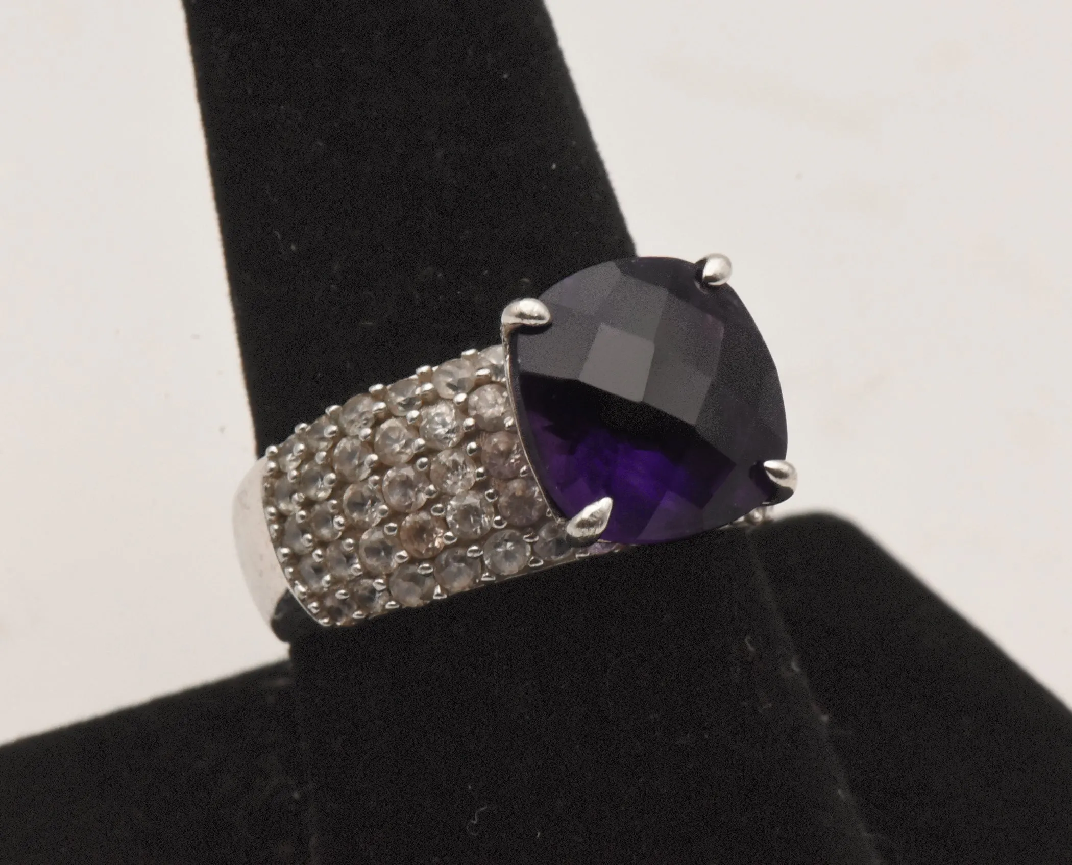 Vintage Sterling Silver Amethyst and Topaz Ring - Size 9