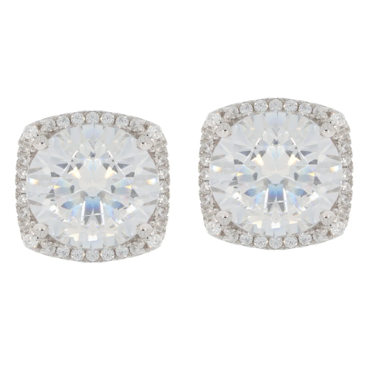 White Moissanite Sterling Silver Earrings with Accent