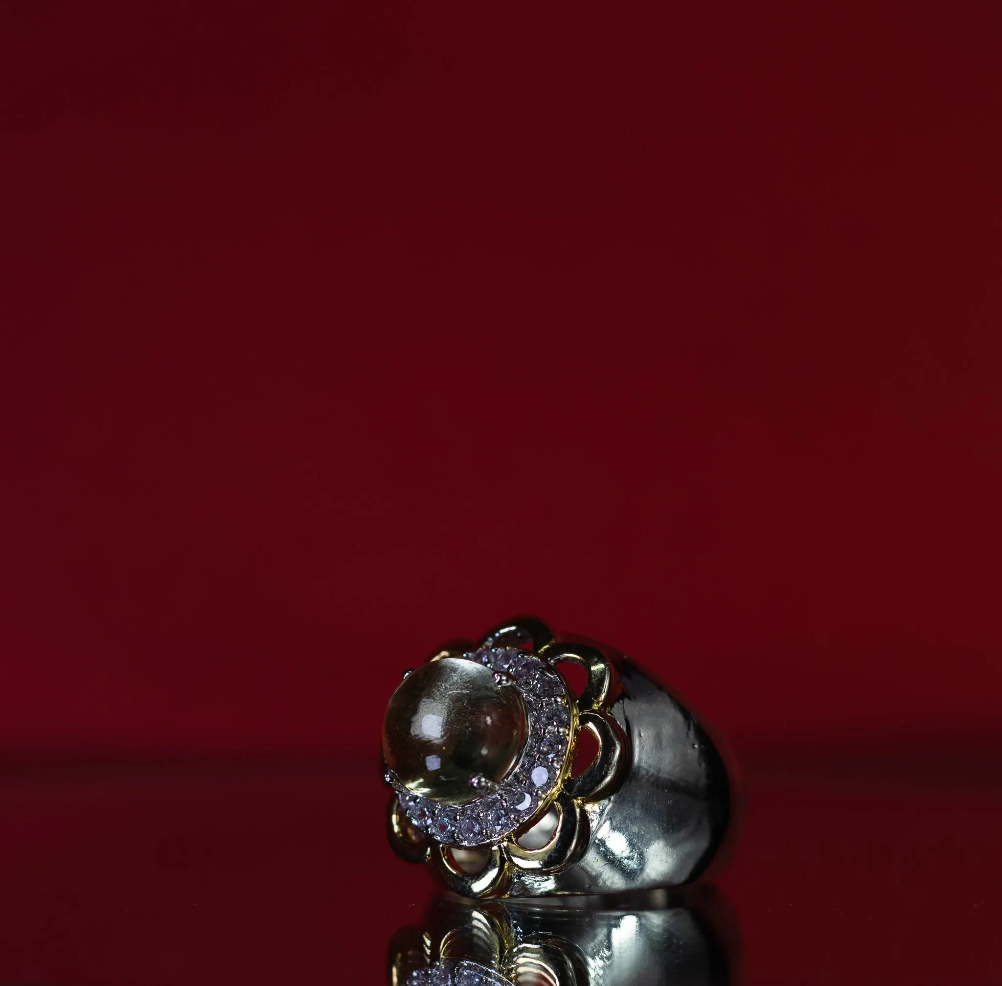 Yellow Topaz Flower Ring